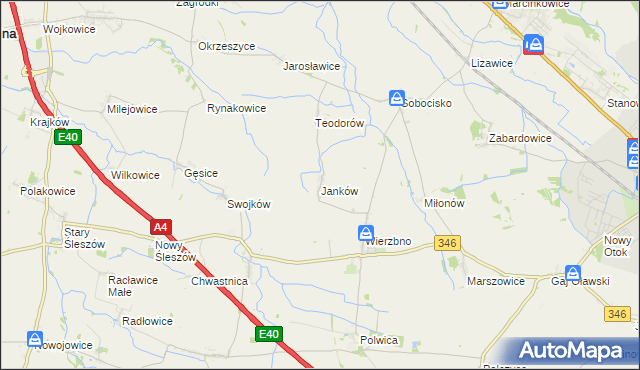 mapa Janków gmina Domaniów, Janków gmina Domaniów na mapie Targeo