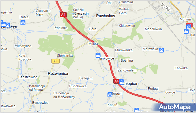 mapa Jankowice gmina Chłopice, Jankowice gmina Chłopice na mapie Targeo