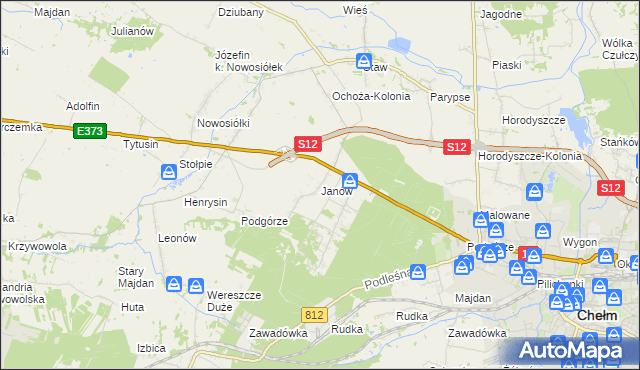 mapa Janów gmina Chełm, Janów gmina Chełm na mapie Targeo
