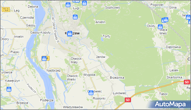 mapa Janów gmina Karczew, Janów gmina Karczew na mapie Targeo