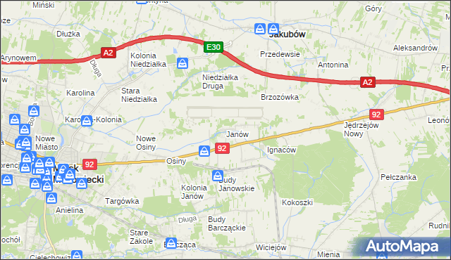 mapa Janów gmina Mińsk Mazowiecki, Janów gmina Mińsk Mazowiecki na mapie Targeo