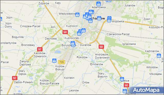 mapa Janówek Duranowski, Janówek Duranowski na mapie Targeo