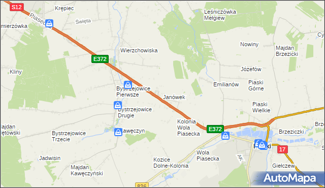 mapa Janówek gmina Piaski, Janówek gmina Piaski na mapie Targeo