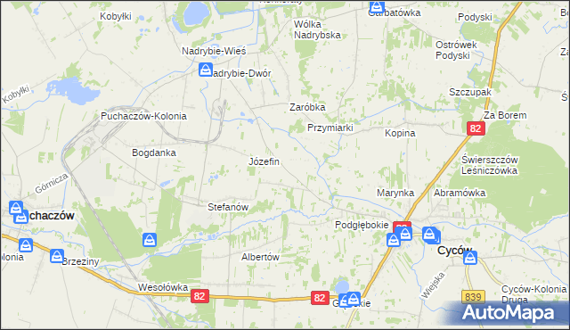 mapa Janowica gmina Cyców, Janowica gmina Cyców na mapie Targeo