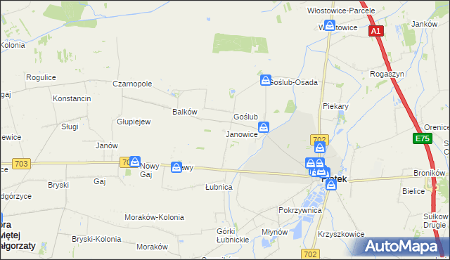 mapa Janowice gmina Piątek, Janowice gmina Piątek na mapie Targeo