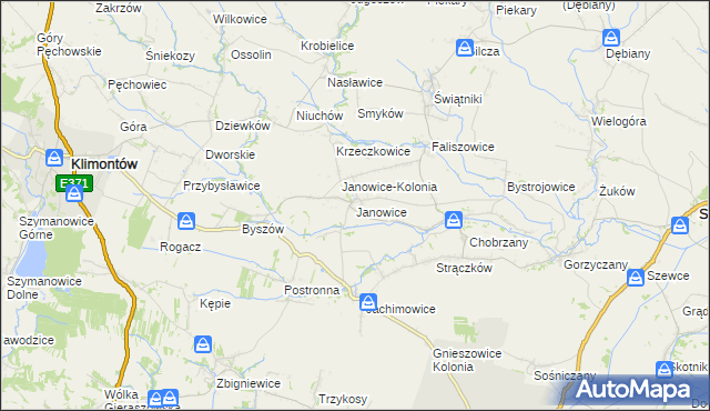 mapa Janowice gmina Samborzec, Janowice gmina Samborzec na mapie Targeo