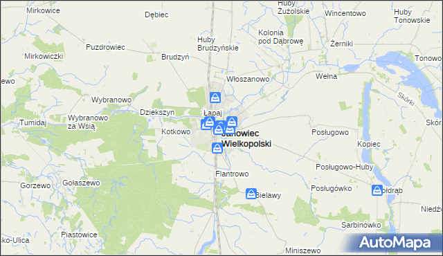 mapa Janowiec Wielkopolski, Janowiec Wielkopolski na mapie Targeo