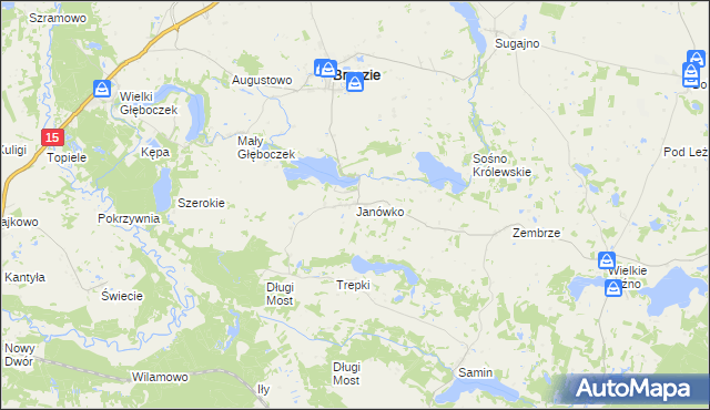 mapa Janówko gmina Brzozie, Janówko gmina Brzozie na mapie Targeo