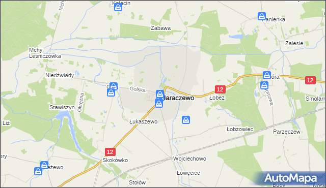 mapa Jaraczewo powiat jarociński, Jaraczewo powiat jarociński na mapie Targeo