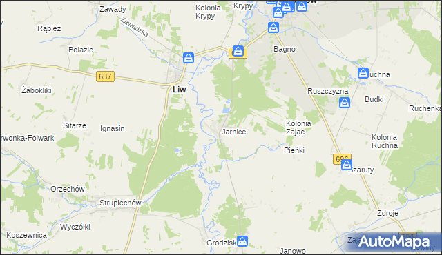 mapa Jarnice, Jarnice na mapie Targeo