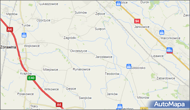 mapa Jarosławice gmina Żórawina, Jarosławice gmina Żórawina na mapie Targeo