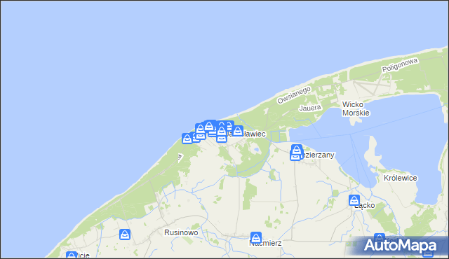 mapa Jarosławiec gmina Postomino, Jarosławiec gmina Postomino na mapie Targeo