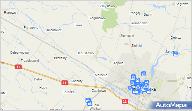 mapa Jarosławiec gmina Środa Wielkopolska, Jarosławiec gmina Środa Wielkopolska na mapie Targeo