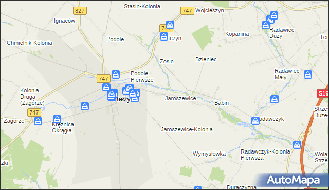 mapa Jaroszewice, Jaroszewice na mapie Targeo