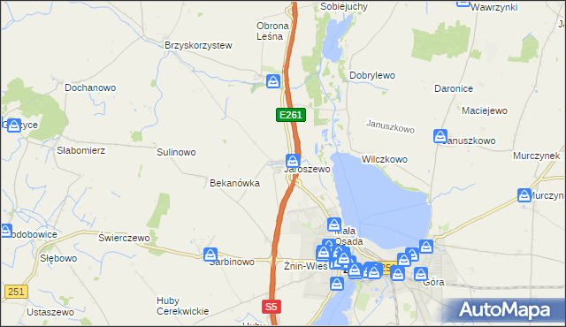 mapa Jaroszewo gmina Żnin, Jaroszewo gmina Żnin na mapie Targeo