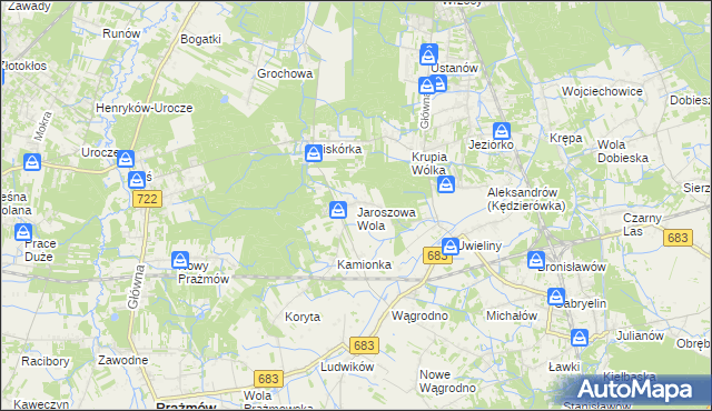 mapa Jaroszowa Wola, Jaroszowa Wola na mapie Targeo