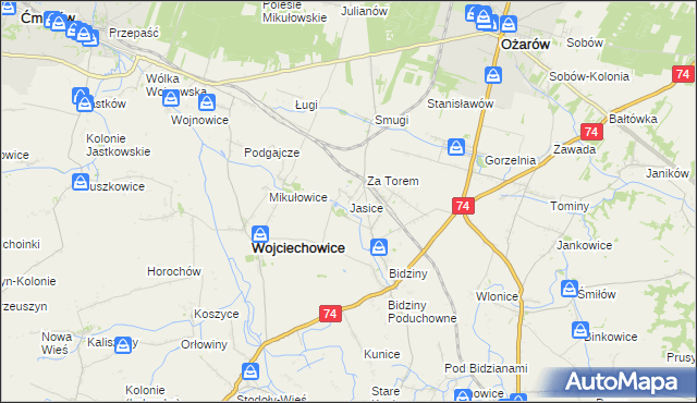 mapa Jasice, Jasice na mapie Targeo