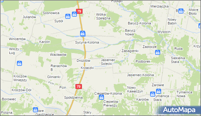 mapa Jasieniec Solecki, Jasieniec Solecki na mapie Targeo