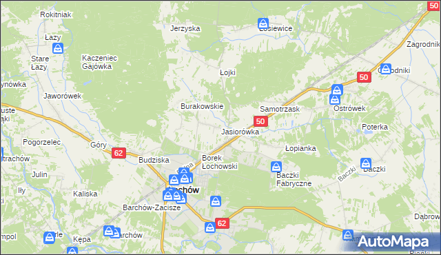 mapa Jasiorówka, Jasiorówka na mapie Targeo