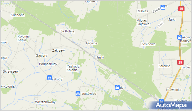mapa Jaski gmina Radzyń Podlaski, Jaski gmina Radzyń Podlaski na mapie Targeo