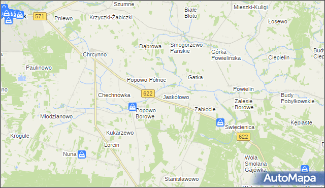 mapa Jaskółowo, Jaskółowo na mapie Targeo