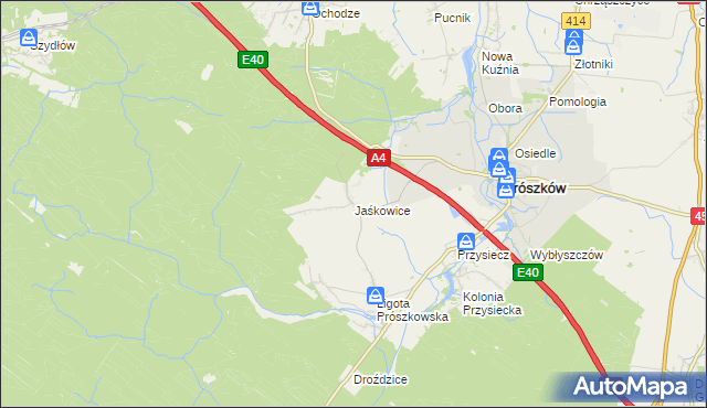 mapa Jaśkowice gmina Prószków, Jaśkowice gmina Prószków na mapie Targeo