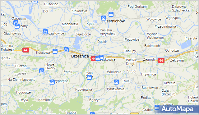 mapa Jaśkowice gmina Skawina, Jaśkowice gmina Skawina na mapie Targeo