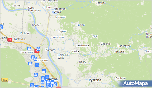 mapa Jastkowice, Jastkowice na mapie Targeo