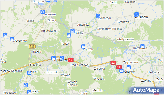 mapa Jastrząb gmina Gielniów, Jastrząb gmina Gielniów na mapie Targeo