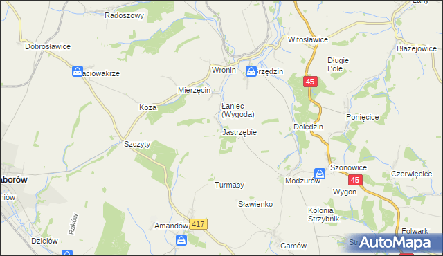 mapa Jastrzębie gmina Rudnik, Jastrzębie gmina Rudnik na mapie Targeo