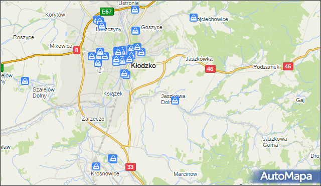 mapa Jaszkowa Dolna, Jaszkowa Dolna na mapie Targeo