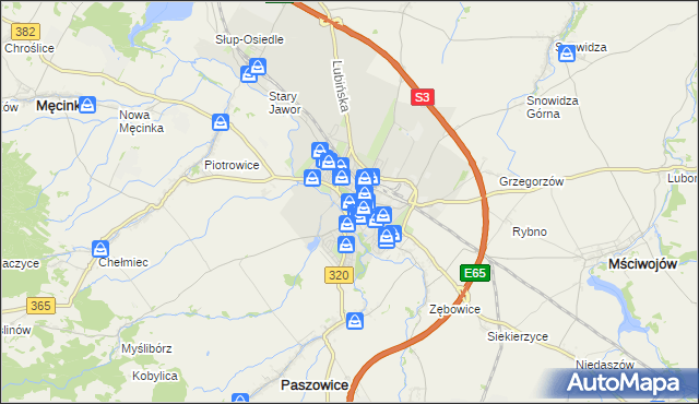 mapa Jawor, Jawor na mapie Targeo