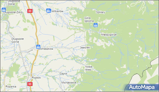 mapa Jaworek gmina Międzylesie, Jaworek gmina Międzylesie na mapie Targeo