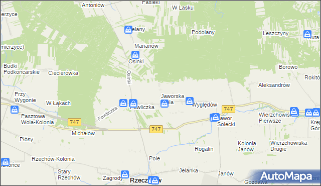 mapa Jaworska Wola, Jaworska Wola na mapie Targeo