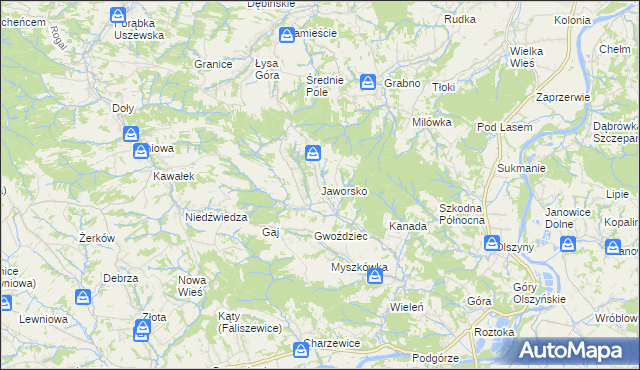 mapa Jaworsko, Jaworsko na mapie Targeo