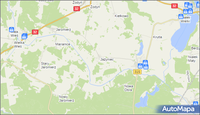 mapa Jażyniec, Jażyniec na mapie Targeo