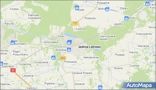 mapa Jedlnia-Letnisko, Jedlnia-Letnisko na mapie Targeo