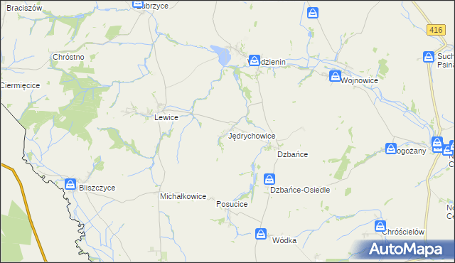 mapa Jędrychowice, Jędrychowice na mapie Targeo