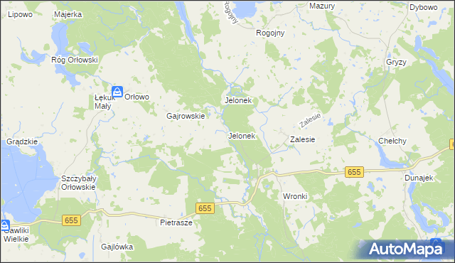 mapa Jelonek gmina Świętajno, Jelonek gmina Świętajno na mapie Targeo
