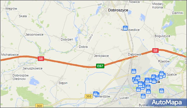 mapa Jenkowice gmina Oleśnica, Jenkowice gmina Oleśnica na mapie Targeo