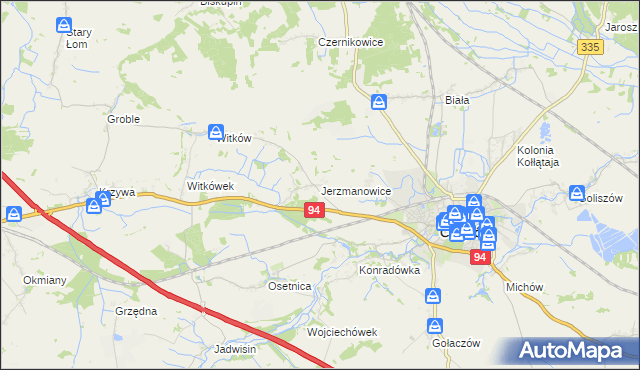 mapa Jerzmanowice gmina Chojnów, Jerzmanowice gmina Chojnów na mapie Targeo