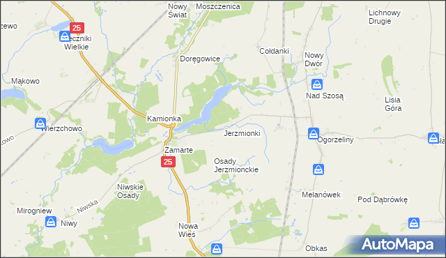 mapa Jerzmionki, Jerzmionki na mapie Targeo