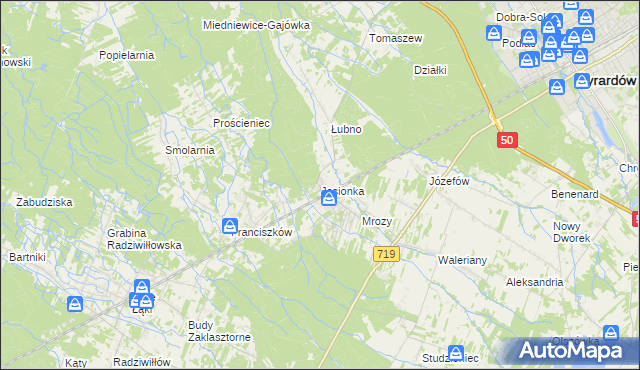 mapa Jesionka gmina Wiskitki, Jesionka gmina Wiskitki na mapie Targeo