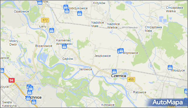 mapa Jeszkowice, Jeszkowice na mapie Targeo