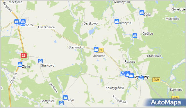 mapa Jezierze, Jezierze na mapie Targeo