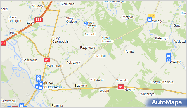mapa Jeziorko gmina Piątnica, Jeziorko gmina Piątnica na mapie Targeo