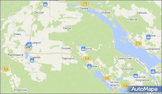 mapa Jeziorna gmina Nowa Sól, Jeziorna gmina Nowa Sól na mapie Targeo