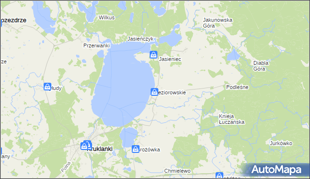 mapa Jeziorowskie gmina Kruklanki, Jeziorowskie gmina Kruklanki na mapie Targeo