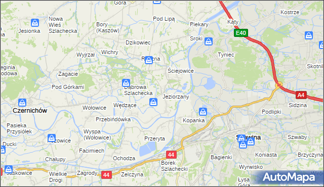 mapa Jeziorzany gmina Liszki, Jeziorzany gmina Liszki na mapie Targeo