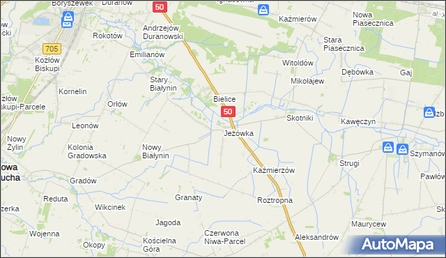 mapa Jeżówka gmina Sochaczew, Jeżówka gmina Sochaczew na mapie Targeo